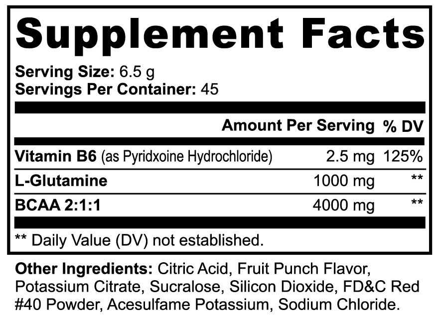 Awakening Aesthetics BCAA Post Workout Powder | 5000mg BCAAs + Glutamine for Lean Muscle Growth, Recovery & Endurance | 2:1:1 Ratio | Gluten Free | Fruit Punch Flavor | Made in USA
