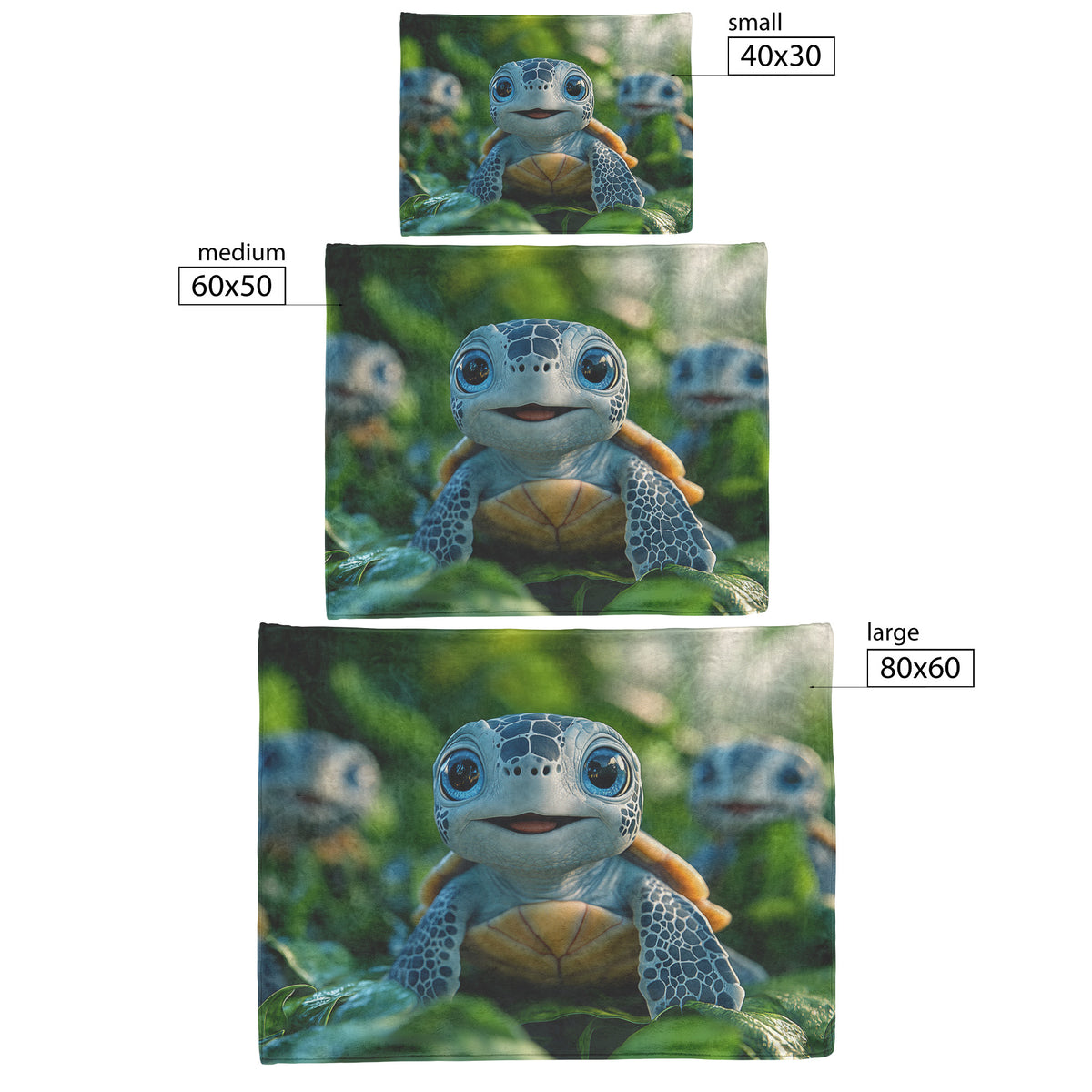 Cute Baby Turtles with Big Eyes Cozy Fleece Sherpa Blanket - Awakening Righteousness
