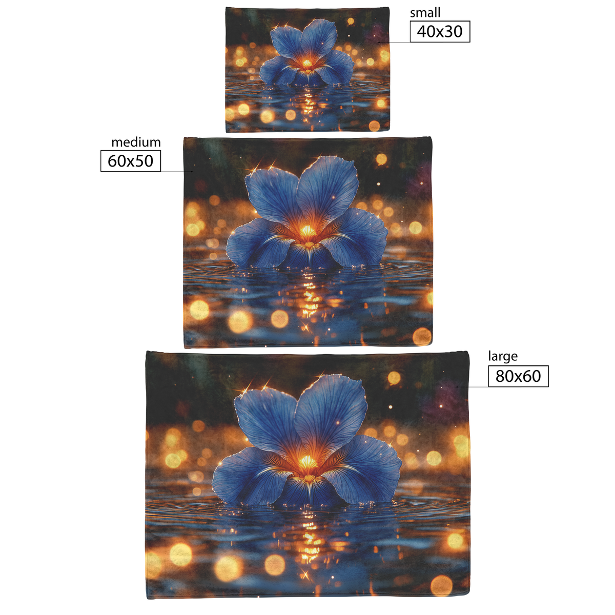 Glowing_Blue_Iris_on_Pond_with_Golden_Ri_H_Blanket_Size_Options_Mockup.png