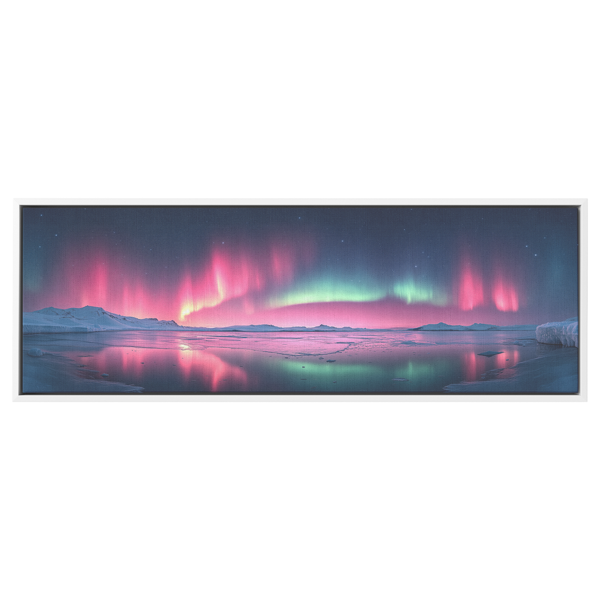 Magical_Aurora_Borealis_Icy_Ocean_Bay_Pi_White_Framed_Canvas_H_Panoramic_Main_Mockup.png