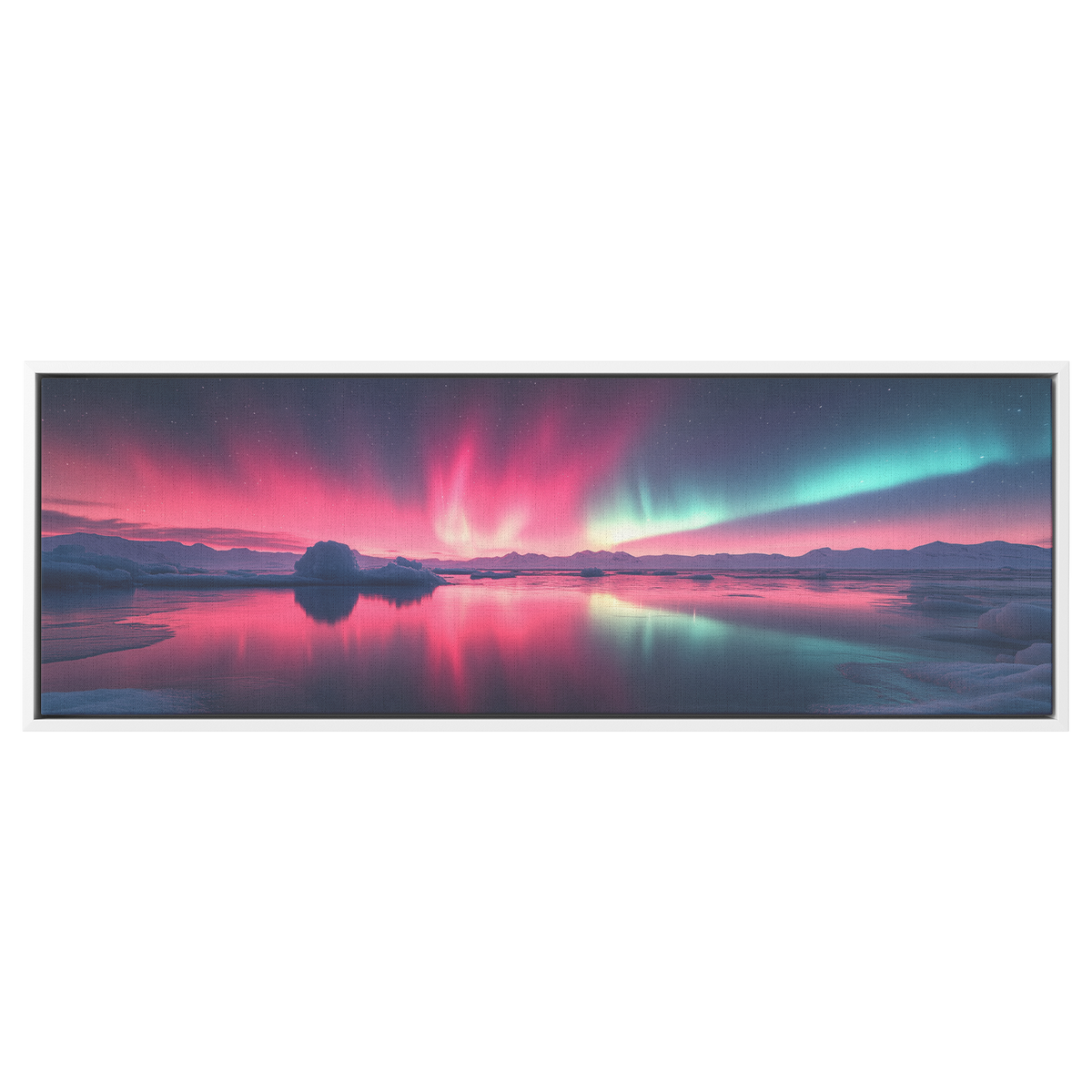 Magical_Aurora_Borealis_Icy_Ocean_Bay_Pi_White_Framed_Canvas_H_Panoramic_Main_Mockup.png