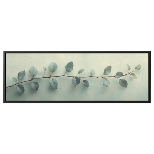 Minimalist Artwork Single Vine Delicate Leaves Soft Neutral Tones Matte Beige Background Ultra High Definition Panoramic Framed Canvas Wall Art - Awakening Righteousness
