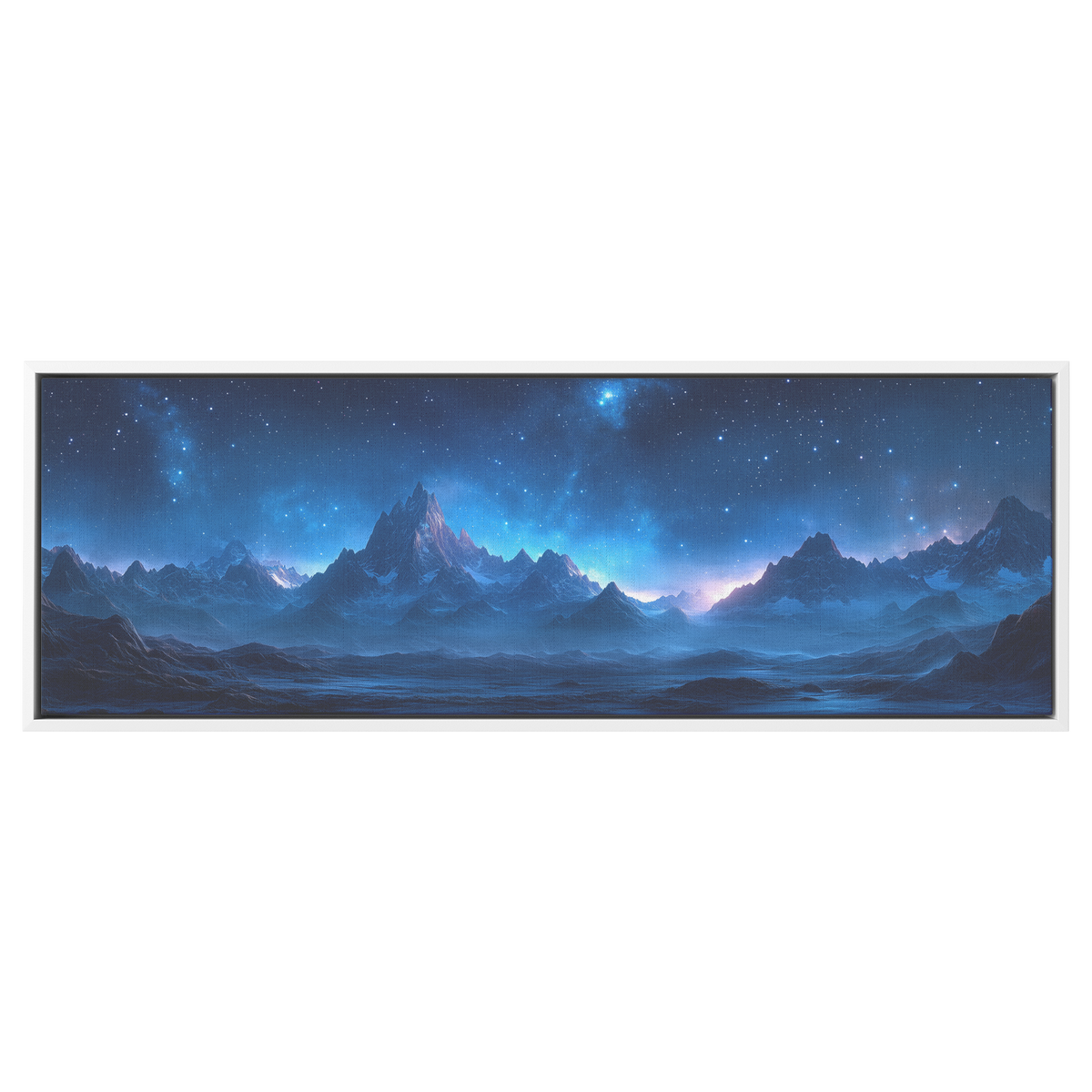 Mystical_Nighttime_Rugged_Mountains_Glow_White_Framed_Canvas_H_Panoramic_Main_Mockup.png
