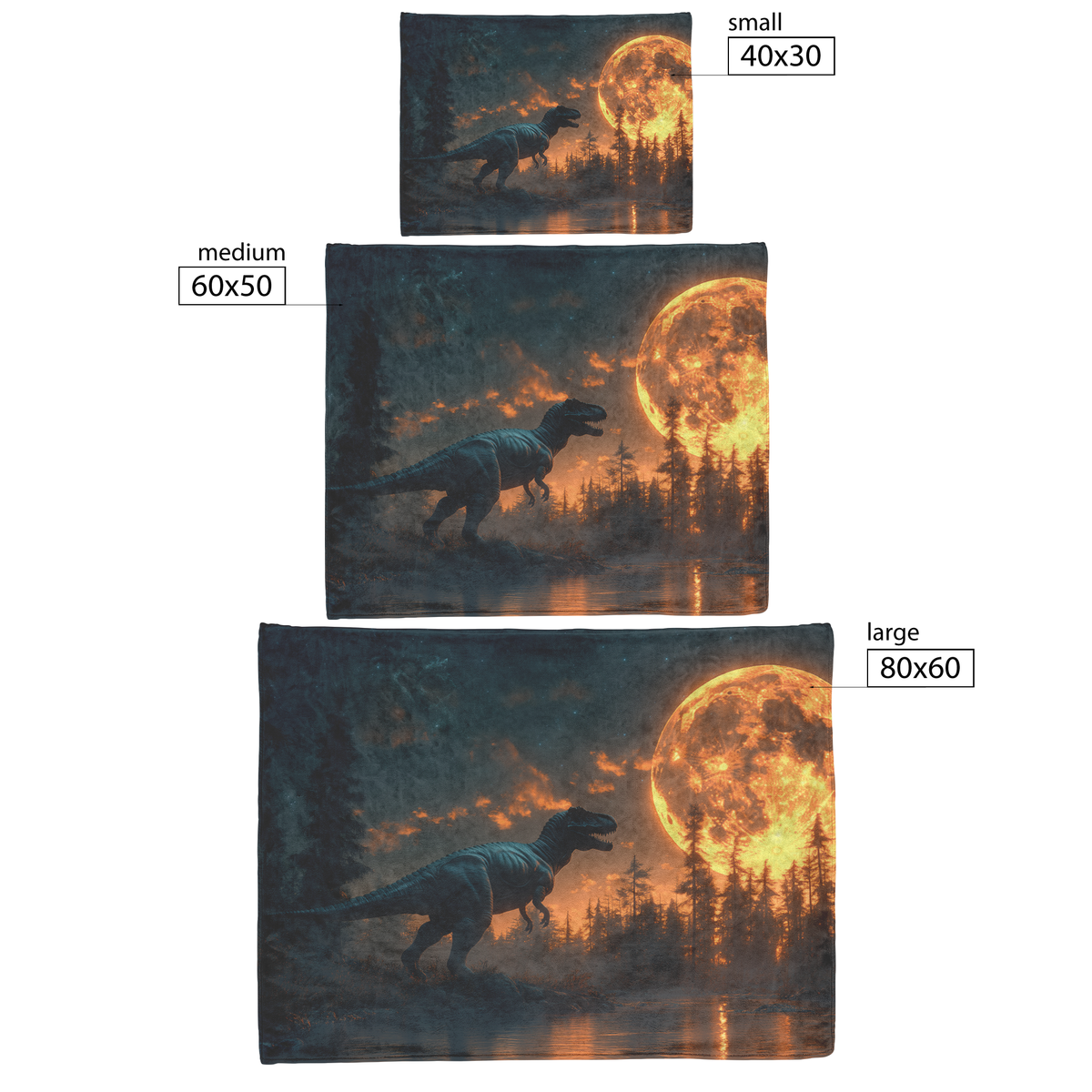 T_Rex_Silhouetted_by_Moon_Surrounded_by__H_Blanket_Size_Options_Mockup.png