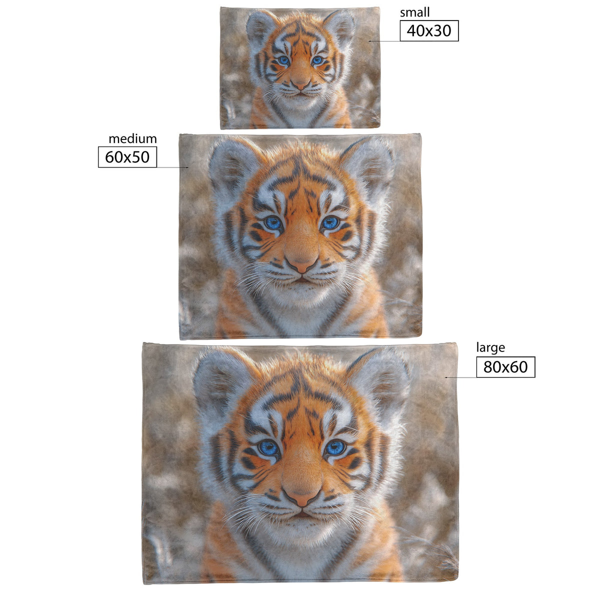 Adorable Baby Tiger Cozy Fleece Sherpa Blanket with Piercing Blue Eyes - Awakening Righteousness