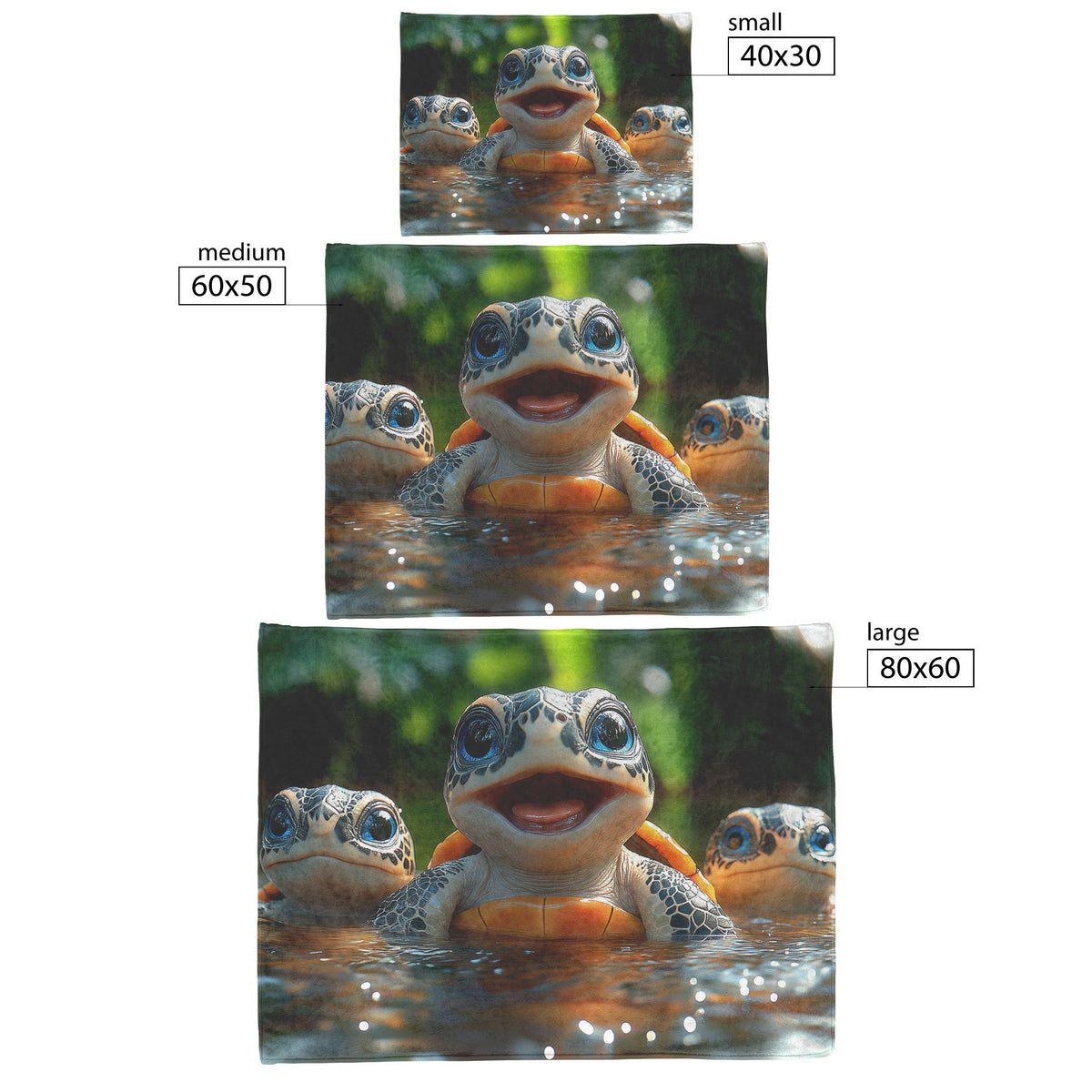 Adorable Baby Turtles Playing in Clear Jungle River Flowing with Lush Greenery Cozy Fleece Sherpa Blanket - Awakening Righteousness