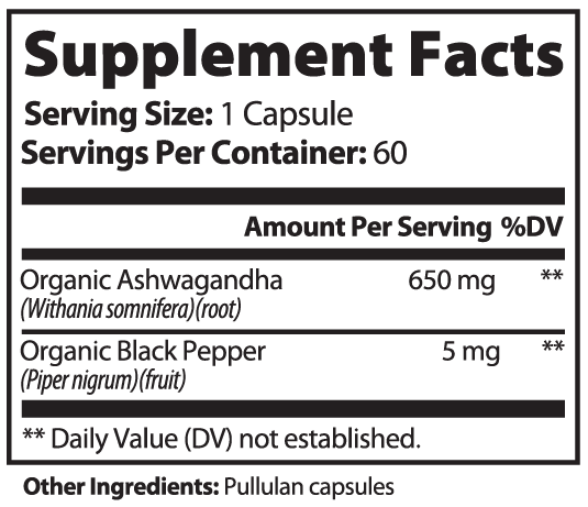 Awakening Aesthetics Organic Ashwagandha with Black Pepper | Natural Stress Relief, Energy & Mood Support | 100% Vegan, Gluten Free, Non - GMO | 60 Capsules | Made in USA - AWAKENING AESTHETICS