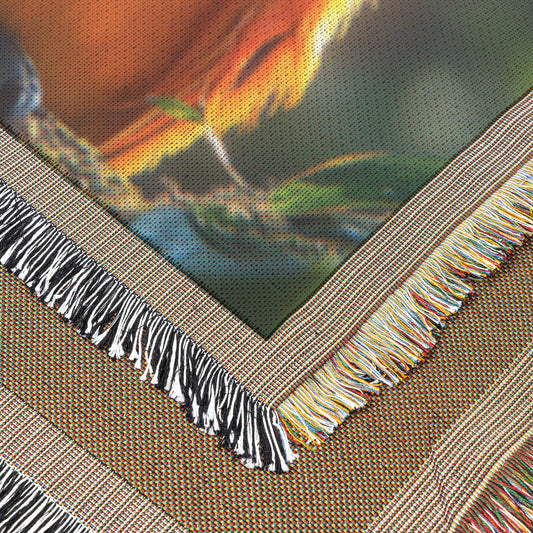 Orange Parrot in Tropical Rainforest Throw Blanket Cozy Woven Comfort Blanket with Vibrant Wildlife Scene Nature-Inspired Healing Blanket - Awakening Righteousness
