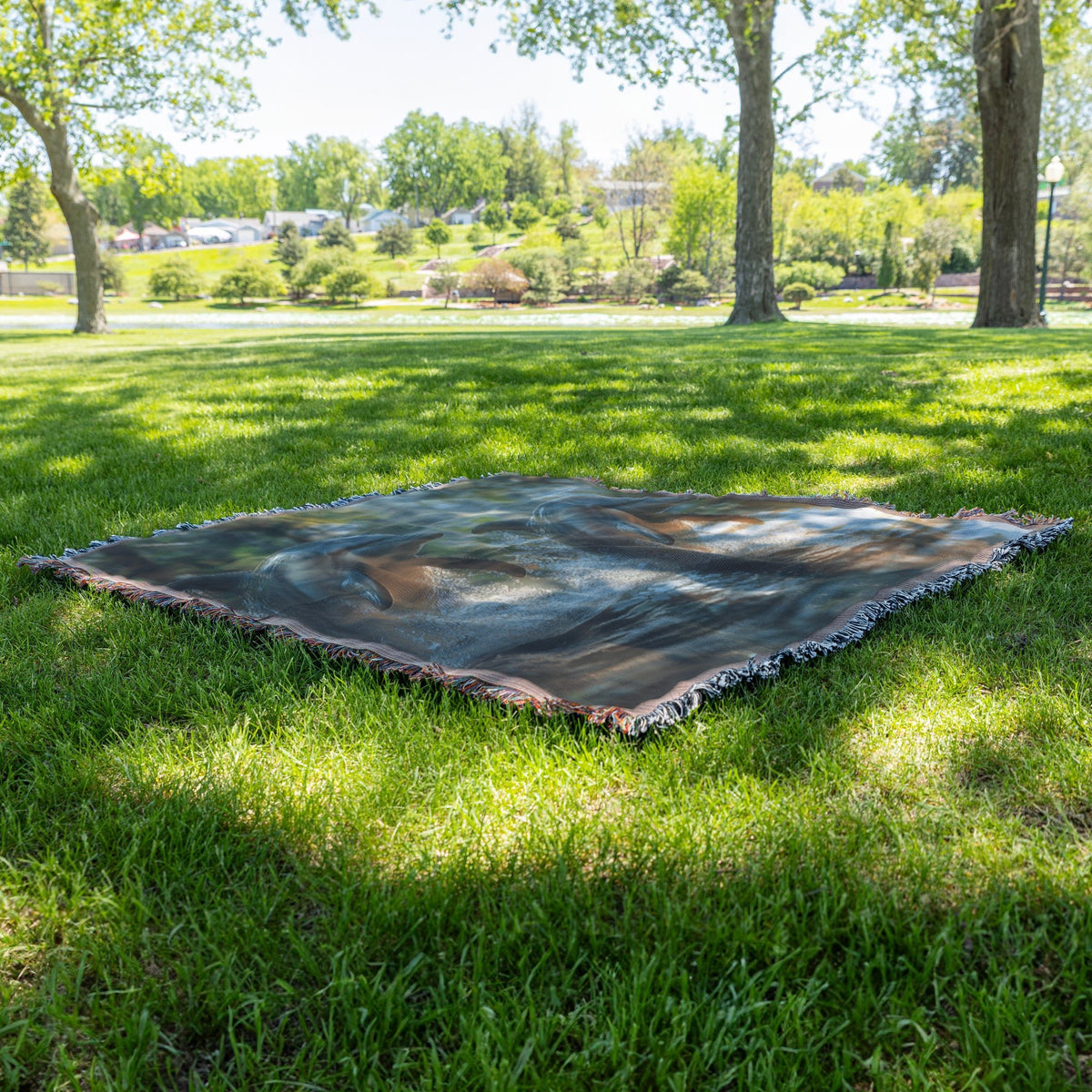 Playful Dolphins Woven Throw Blanket Vibrant Ocean Wildlife Decor Perfect for Nature & Ocean Lovers Cozy Home Living Room or Office Accent - Awakening Righteousness