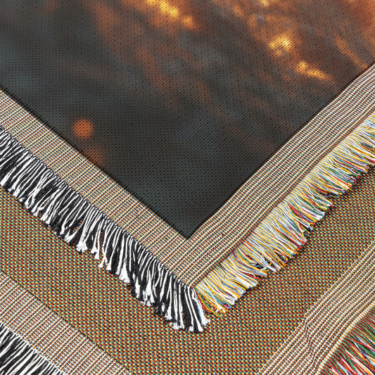 Radiant Iesus Christian Artwork in Glowing Gold Letters on Rocky Ground Divine Light Woven Throw Blanket Inspirational Religious Home Décor for Faith Strength & Spiritual Warmth - Awakening Righteousness