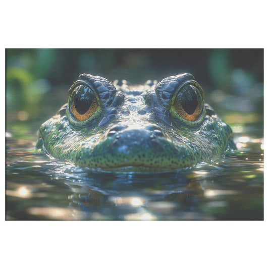 Alligator's Head Emerging from Tranquil Waters Christian Canvas Wall Art Decor - Awakening Righteousness