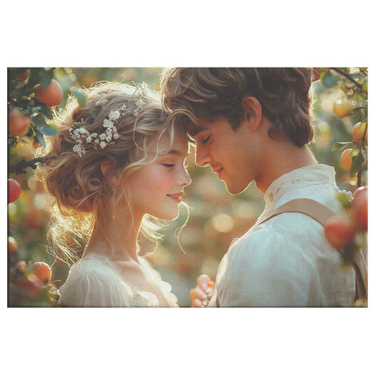 Eternal Love Adam and Eve in a Blossoming Apple Orchard Romantic Canvas Wall Art Decor