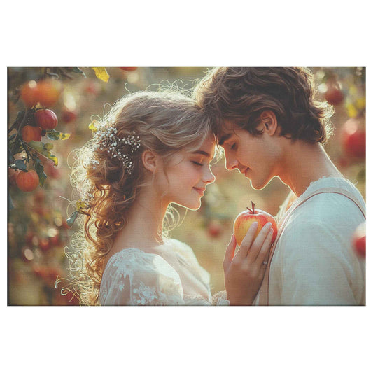 Eve and Adam A Timeless Love Under Sunlit Apple Trees Enchanting Canvas Wall Art Decor