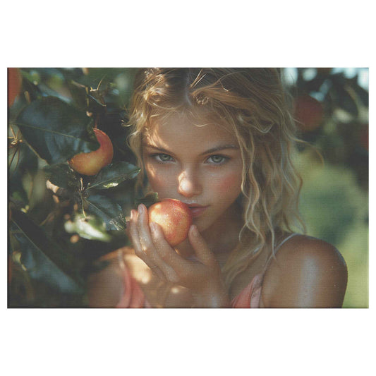Eve's Temptation Enchanting Beauty in the Orchard Captivating Canvas Wall Art Decor