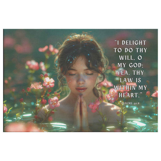Psalms 408 I delight to do thy will O my God yea thy law is within my heart. Canvas Wall Art