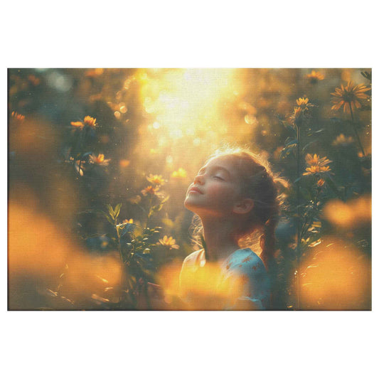 Whispers of Nature Young Girl in Blooming Flowers Enchanting Christian Canvas Wall Art Decor