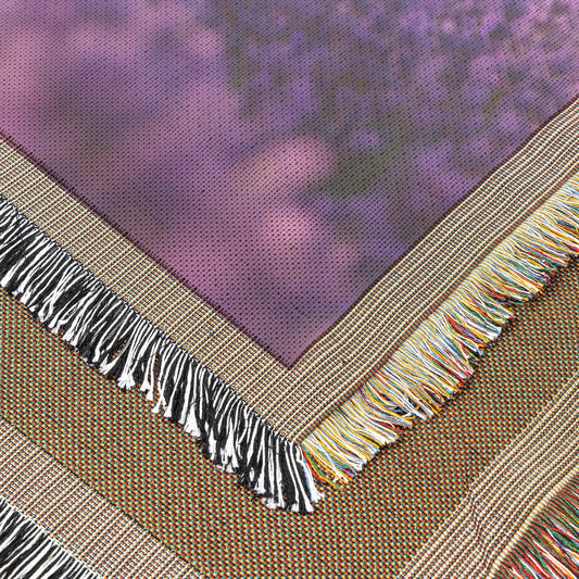 Baby Llama Resting in Lavender Field Surrounded by Soft Glowing Light on Woven Throw Blanket - Awakening Righteousness