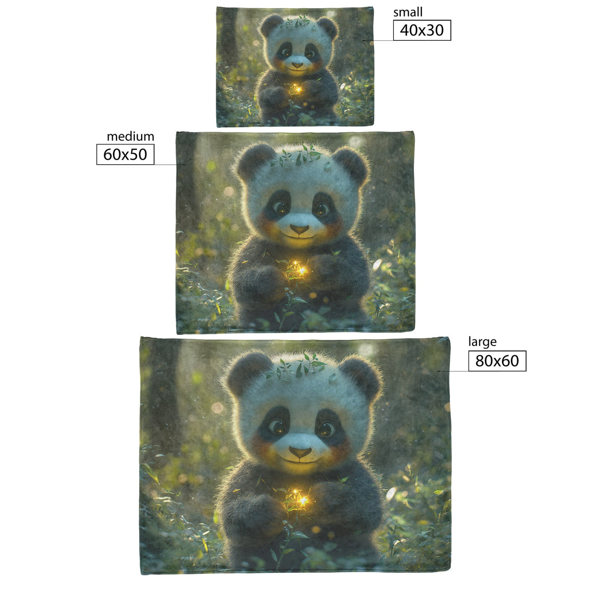 Baby Panda Playing with Glowing Butterflies Twilight Sky Vibrant Green Meadow Magical Serene Sherpa Fleece Blanket - Awakening Righteousness