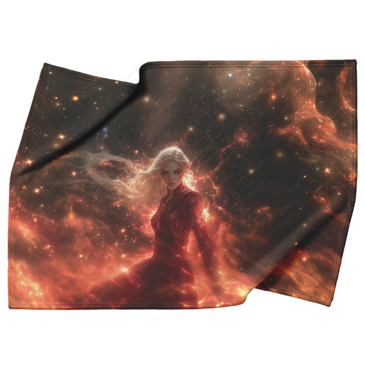 Blood Elf Mage Fleece Sherpa Blanket Arcane Shields Shimmering Stars Cosmic Textures Majestic Powerful WoW Design - Awakening Righteousness