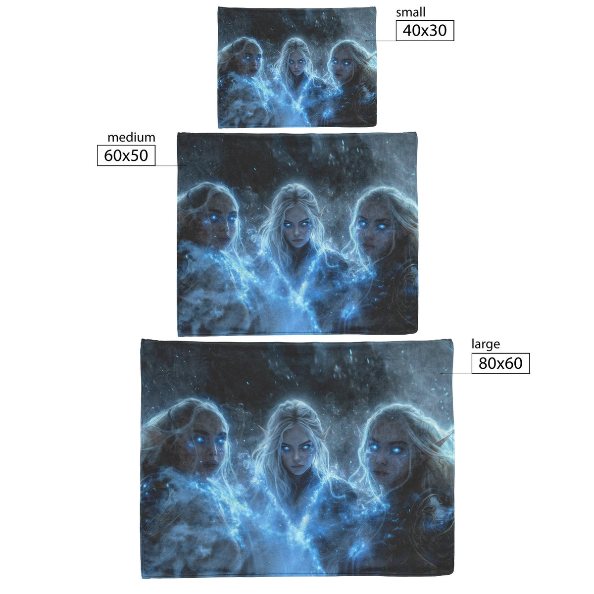 Blood Elf Mage Fleece Sherpa Blanket Frost Magic Blue Mist Silver Highlights Tranquil Powerful WoW Design - Awakening Righteousness