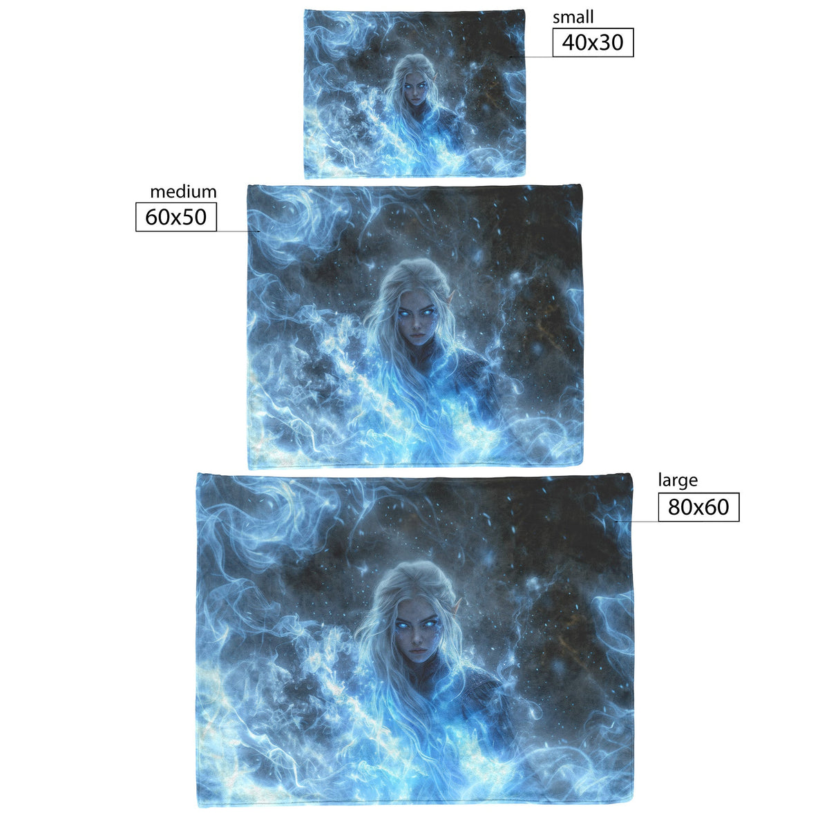 Blood Elf Mage Fleece Sherpa Blanket Frost Magic Blue Mist Silver Highlights Tranquil Powerful WoW Design - Awakening Righteousness