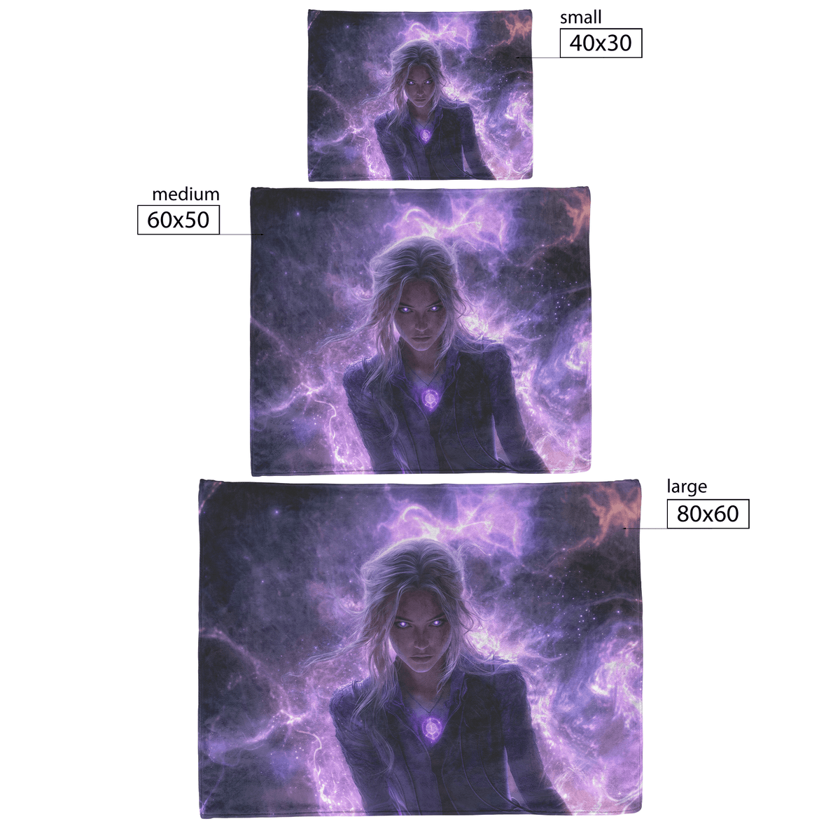 Blood Elf Mage Fleece Sherpa Blanket Purple Robes Cosmic Textures Arcane Symbols Elegant Serene WoW Design - Awakening Righteousness