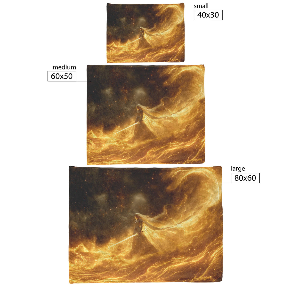 Blood Elf Paladin Fleece Sherpa Blanket Golden Battlefield Glowing Sword Shimmering Stars Majestic Inspiring WoW Design - Awakening Righteousness