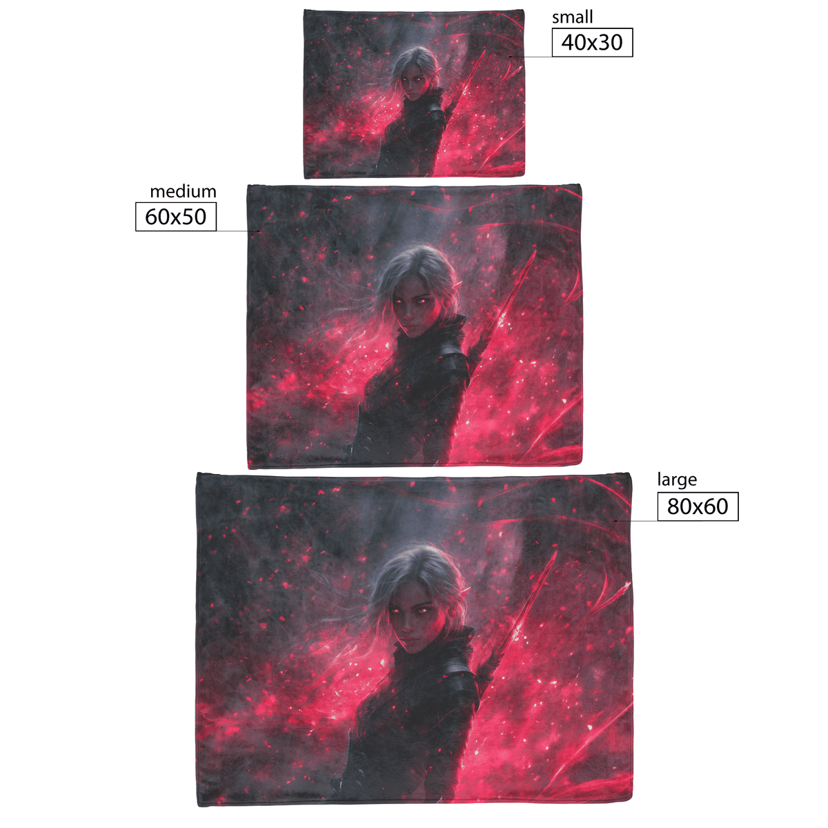 Blood Elf Rogue Fleece Sherpa Blanket Black Leather Red Daggers Mist Light Trails Bold Stealthy WoW Design - Awakening Righteousness