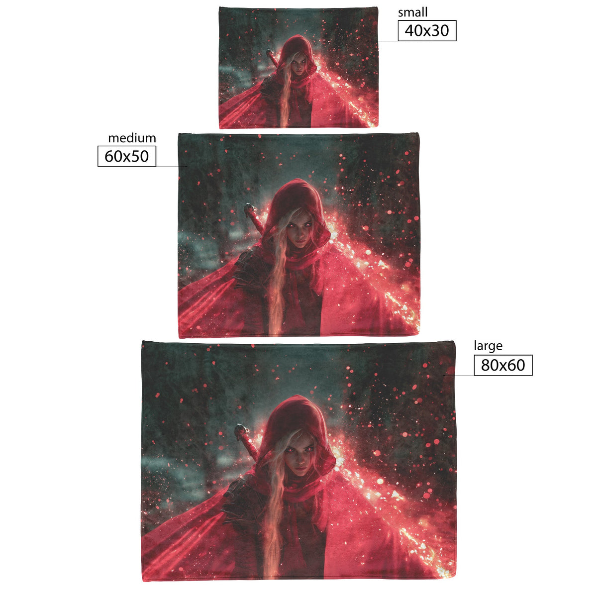 Blood Elf Rogue Fleece Sherpa Blanket Crimson Blades Shimmering Stars Radiant Reflections Bold Powerful WoW Design - Awakening Righteousness