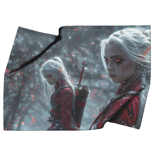 Blood Elf Rogue Fleece Sherpa Blanket Silver Daggers Shimmering Mist Cosmic Reflections Stealthy Bold WoW Design - Awakening Righteousness