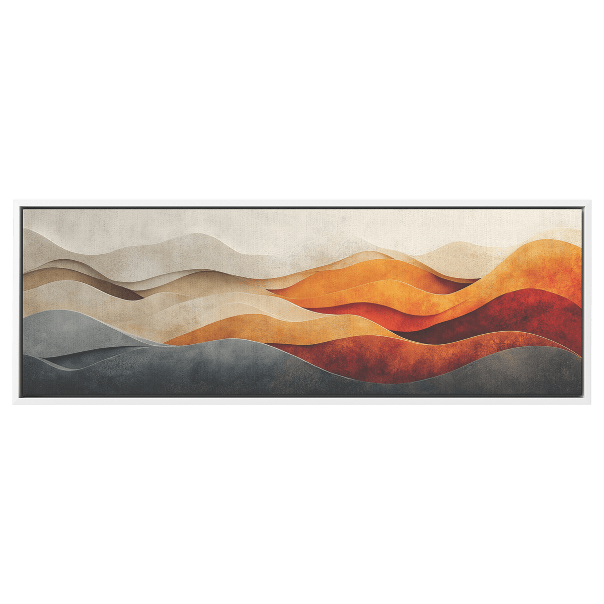 Bold Abstract Wall Art Layered Organic Shapes Sienna Rust Cream Shades Ultra High Definition Soft Texture Retro Vibe Panoramic Framed Canvas Wall Art - Awakening Righteousness