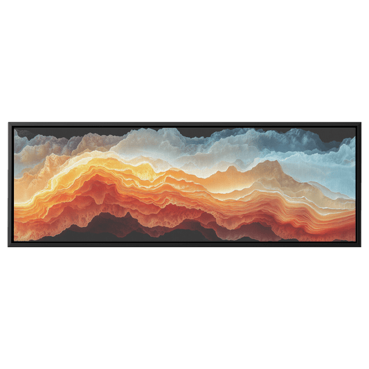 Bold Abstract Wall Art Layered Organic Shapes Sienna Rust Cream Shades Ultra High Definition Soft Texture Retro Vibe Panoramic Framed Canvas Wall Art - Awakening Righteousness