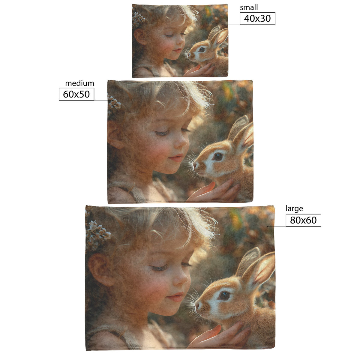 Child and Bunny Harmony Fleece Sherpa Blanket Soft Nature Inspired Whimsical Design - Awakening Righteousness