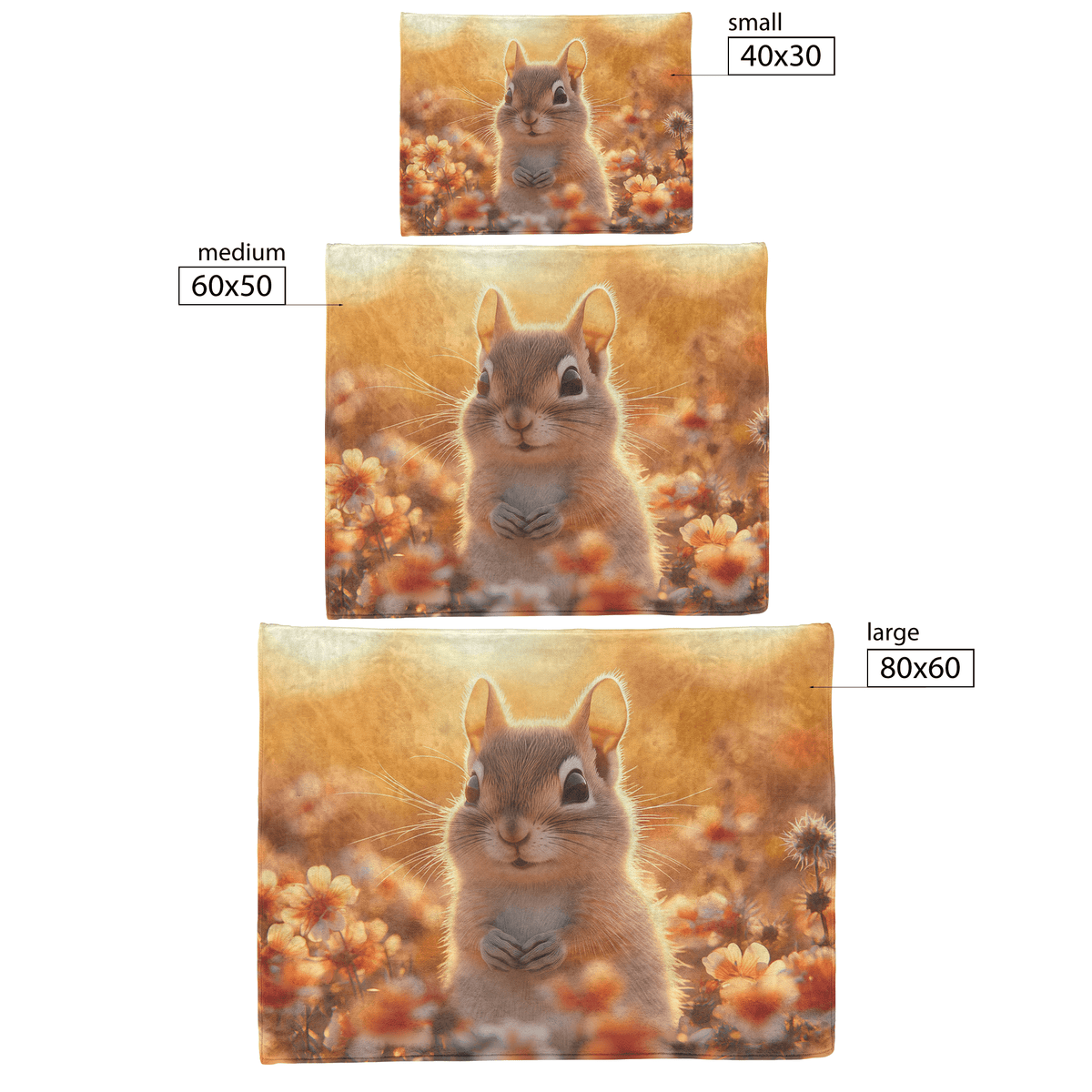 Chipmunk Exploring Glowing Field of Wildflowers Under Vibrant Sunset with Fur Illuminated by Golden Light Fleece Sherpa Blanket - Awakening Righteousness