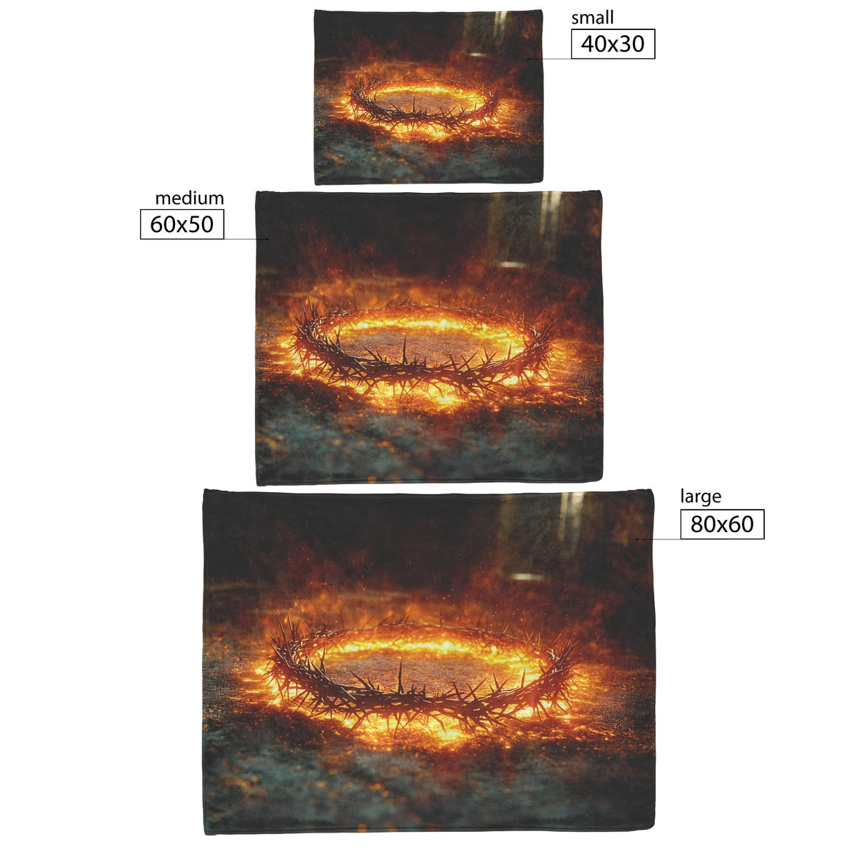 Crown Of Thorns With Glowing Fire Design Fleece Sherpa Blanket Christian Gift Symbol Of Sacrifice And Faith Decor - Awakening Righteousness