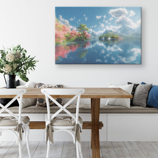 Crystal Clear Lake with Vibrant Trees and Majestic Mountains Canvas Wall Art Decor - Awakening Righteousness