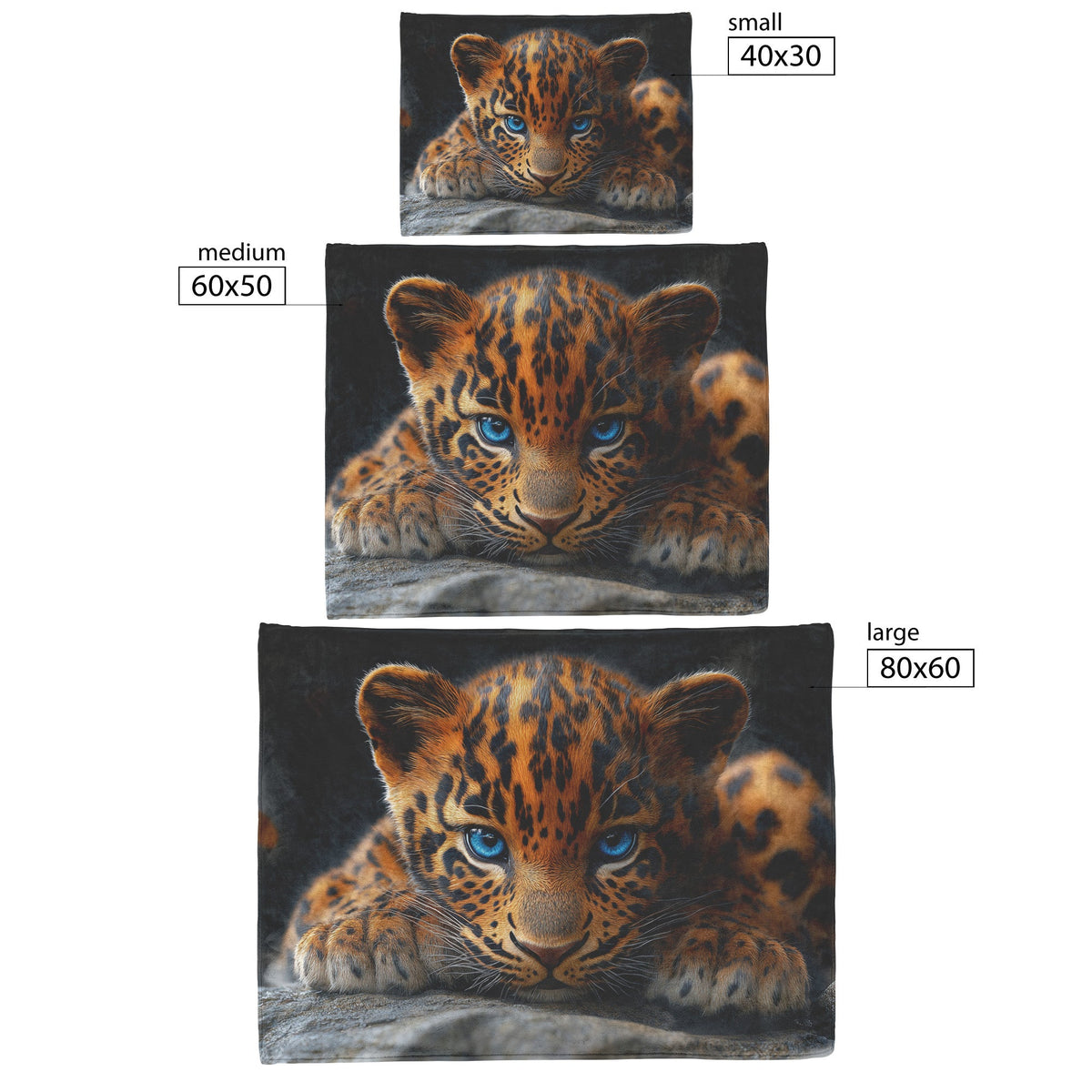 Cute Baby Leopard with Blue Eyes in Beautiful Natural Scenery Cozy Fleece Sherpa Blanket - Awakening Righteousness