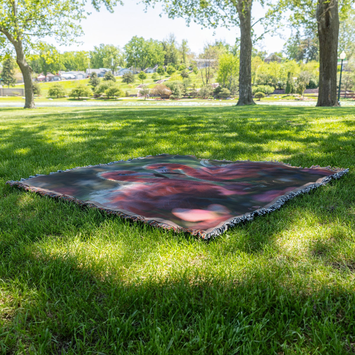 Cute Pink Baby Flamingos in Lush Jungle Cozy Woven Throw Blanket - Awakening Righteousness