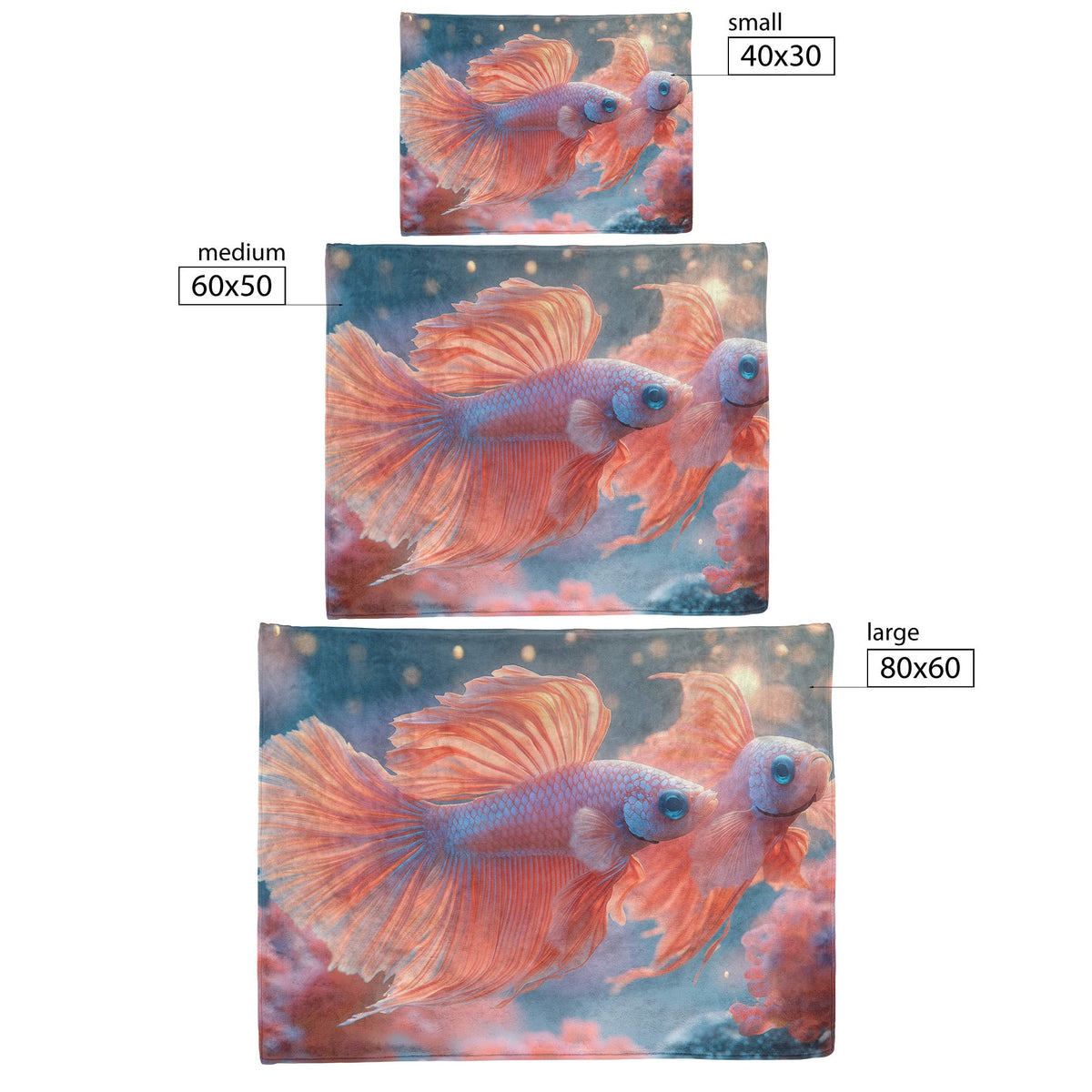 Elegant Betta Fish Pair in Coral Reef Underwater Scene Fleece Sherpa Blanket Ultra Soft Cozy Perfect for Home Gift - Awakening Righteousness