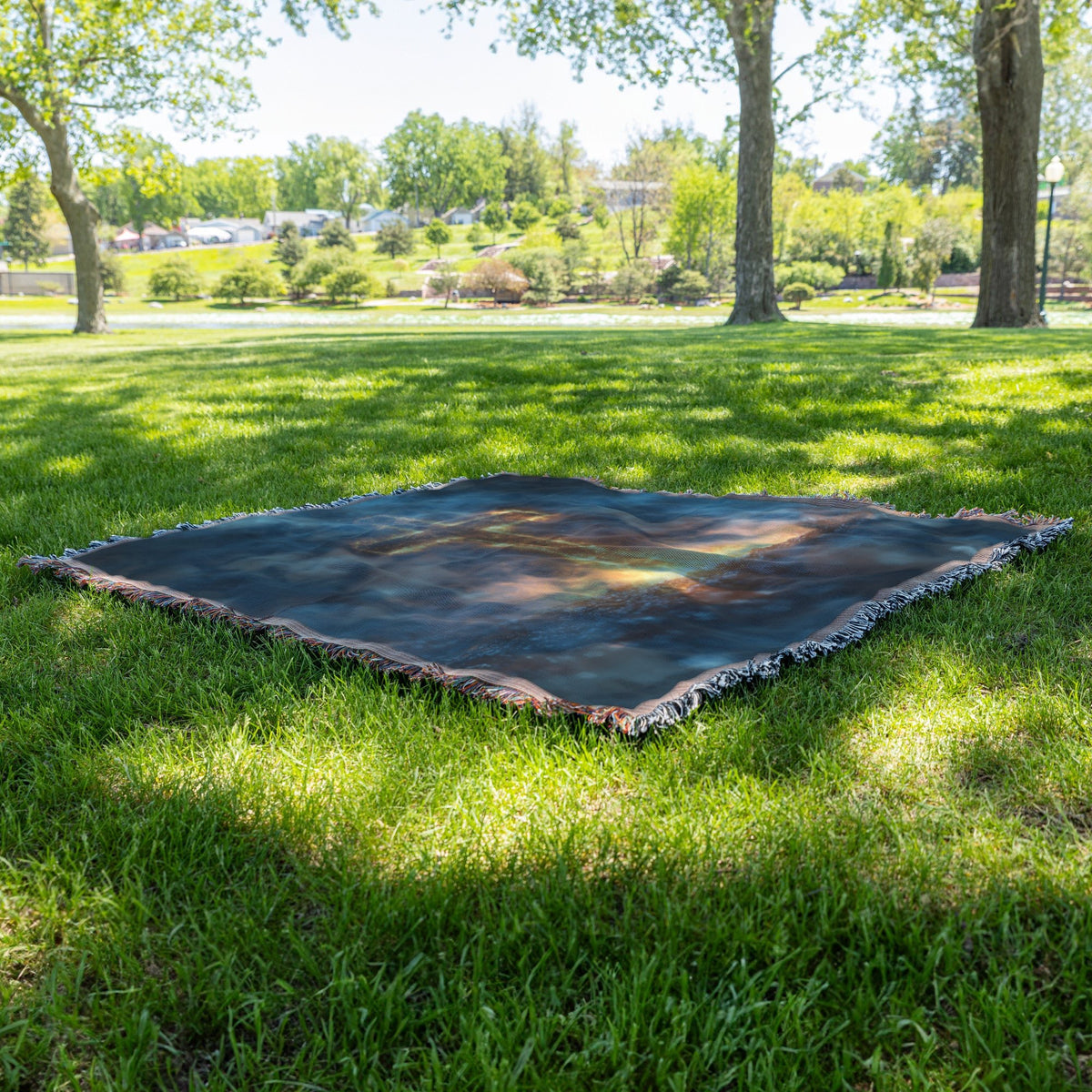 Fiery Cross Woven Throw Blanket for Christian Home Decor and Symbolic Inspirational Comfort - Awakening Righteousness