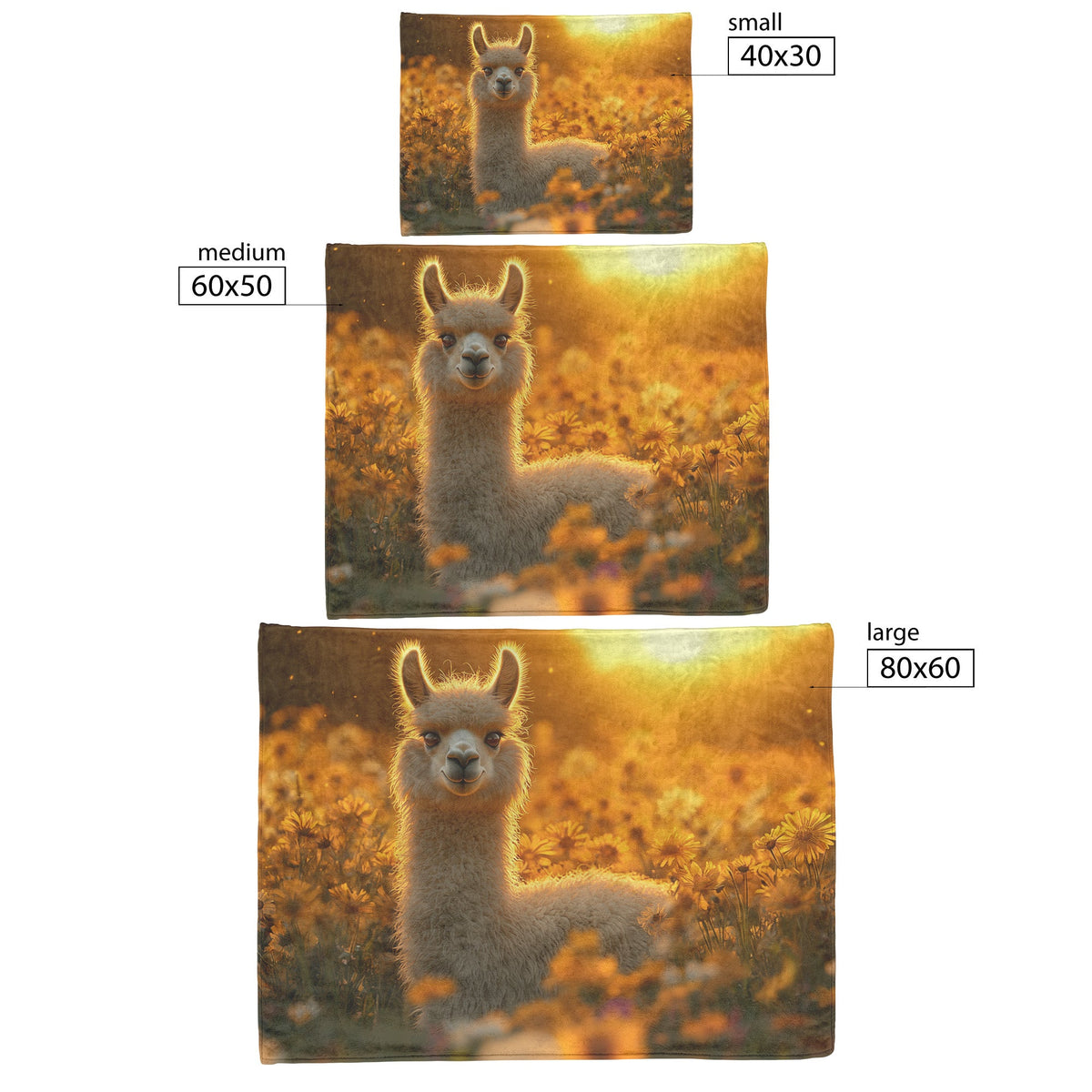 Fluffy Llama in Glowing Green Meadow Vibrant Wildflowers Under Golden Sunrise Soft Light Sherpa Fleece Blanket - Awakening Righteousness