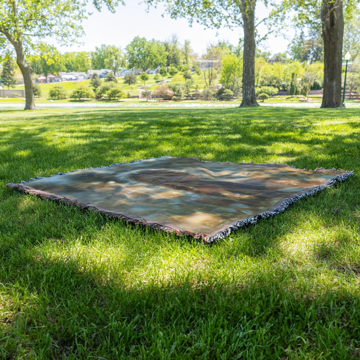 Golden Field Praying Child Woven Throw Blanket - Awakening Righteousness