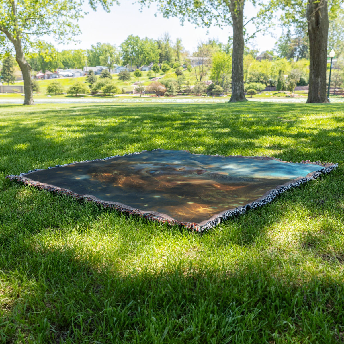 Golden Glow Dreamy Girl Woven Throw Blanket - Awakening Righteousness
