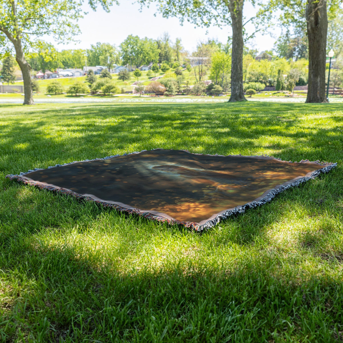 Golden Praying Child in Sunlit Meadow Woven Throw Blanket - Awakening Righteousness