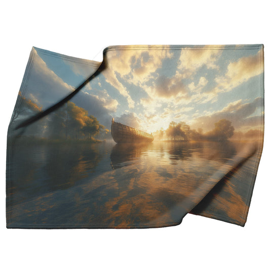 Golden Sunrise Noah’s Ark Cozy Christian Fleece Sherpa Blanket - Awakening Righteousness