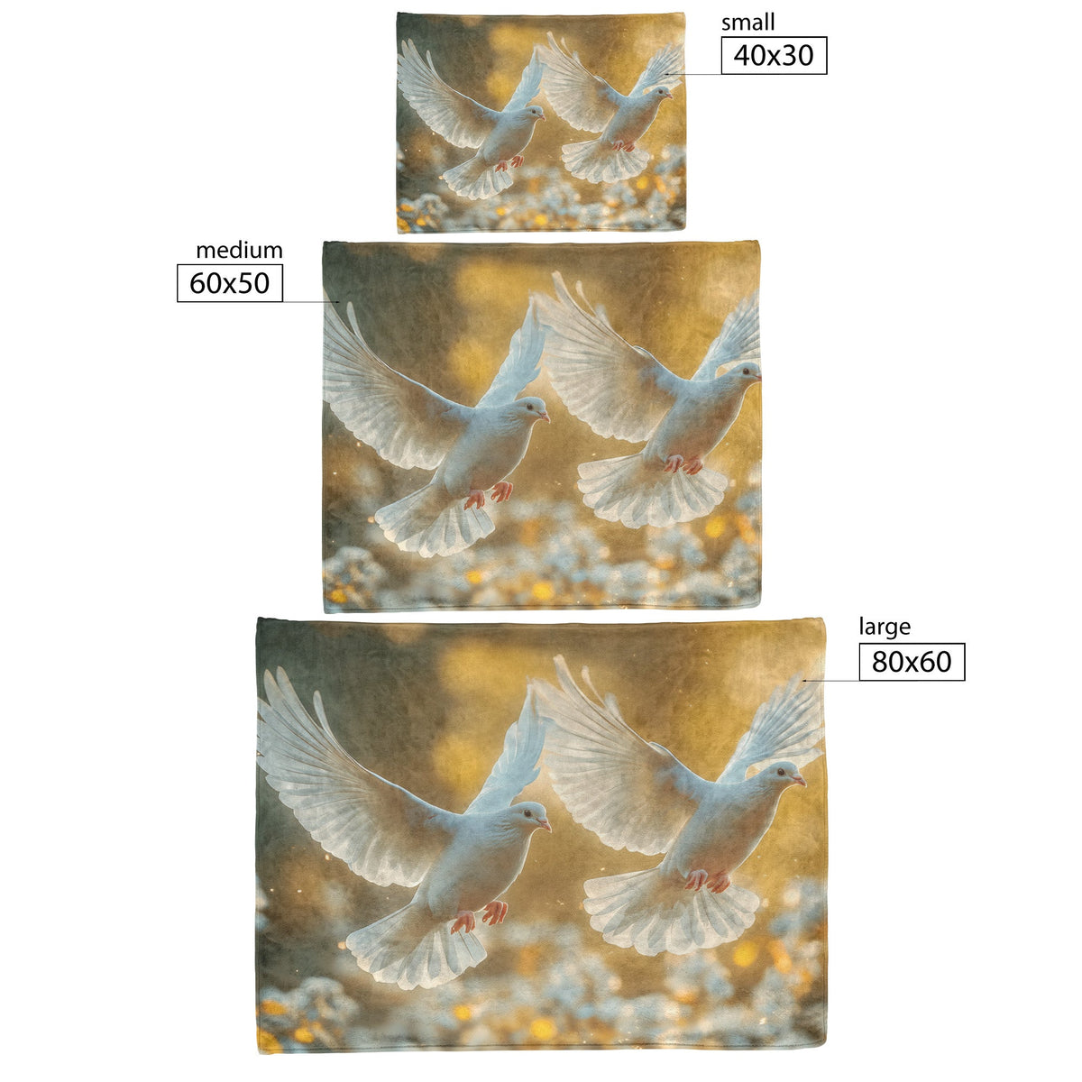 Graceful White Doves in Flight Cozy Fleece Sherpa Blanket for Elegant Home Decor - Awakening Righteousness
