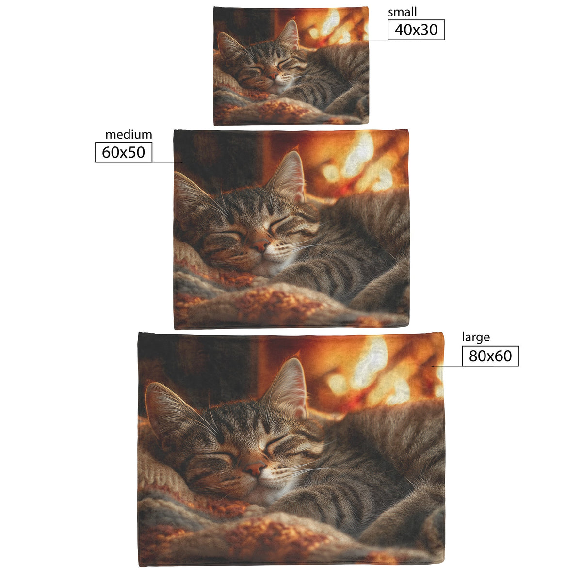 Gray Tabby Cat Sleeping Peacefully on Cozy Blanket by Glowing Fireplace Warm Light Illuminating Fur - Awakening Righteousness