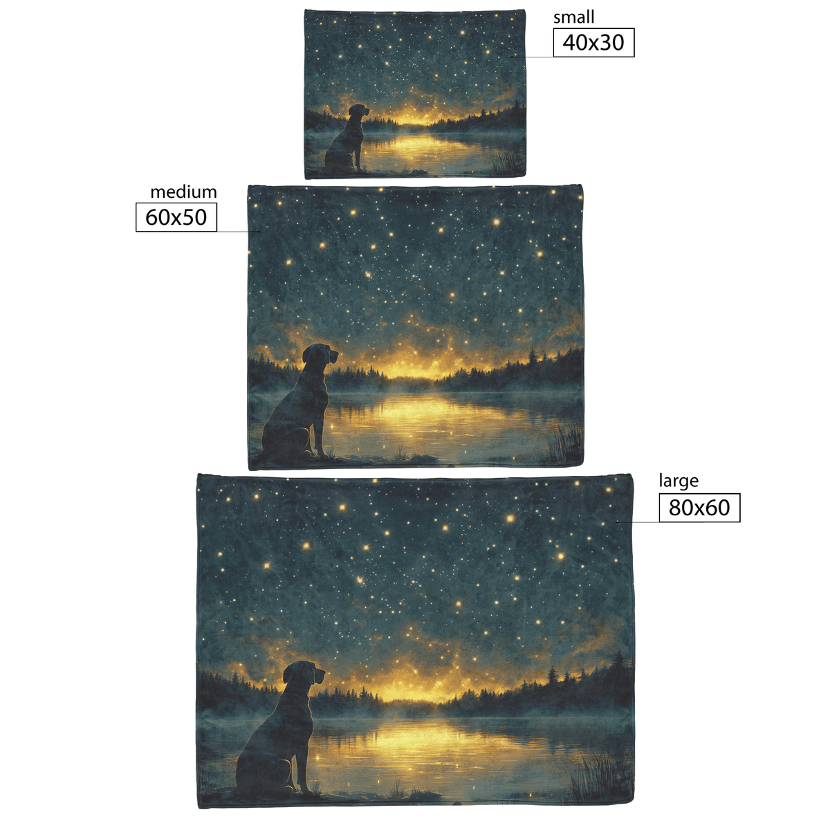 Great Dane Standing by Lake at Dusk Surrounded by Shimmering Stars and Cascading Silver Mist Fleece Sherpa Blanket - Awakening Righteousness