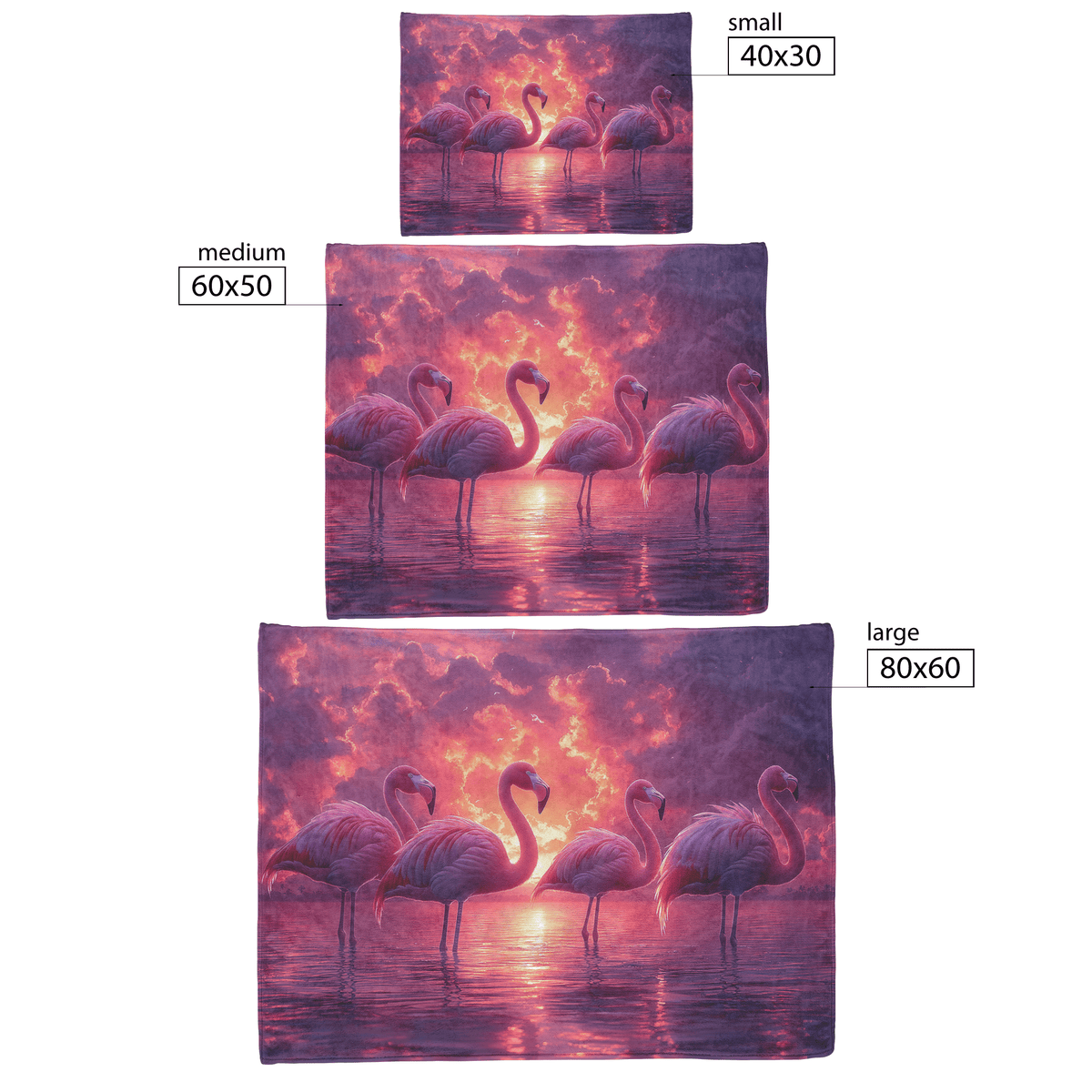 Group of Flamingos Standing in Glowing Pink and Purple Lagoon Surrounded by Reflections Under Twilight Sky Fleece Sherpa Blanket - Awakening Righteousness
