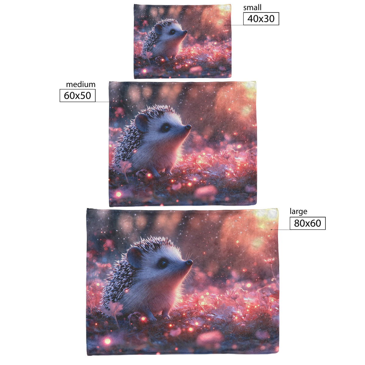 Hedgehog Exploring Bioluminescent Garden Under Starry Night with Glowing Quills Fleece Sherpa Blanket - Awakening Righteousness